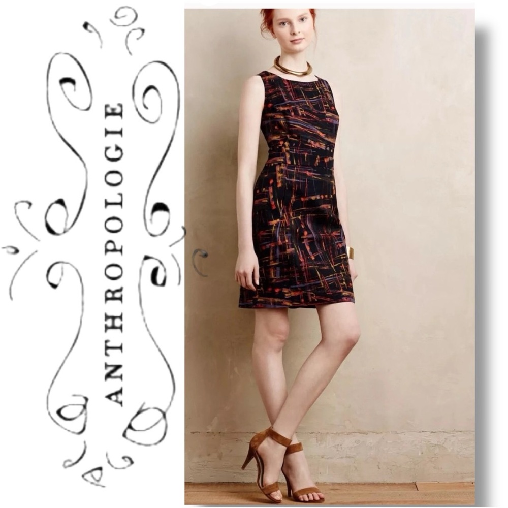 Anthropologie Tabitha Expressionist Abstract Sheath Dress Size 6 EUC!